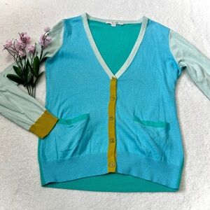 Boden Color-Block Cashmere Blend Cardigan Sweater - Size 8